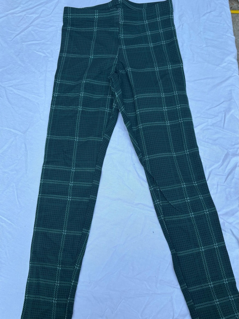 Old Navy Dark Green Plaid Kids Leggings